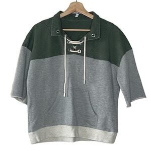 DEREK LAM 10 CROSBY‎  SHORT SLEEVE LACE -UP WOMEN'S PULLOVER  SIZE M